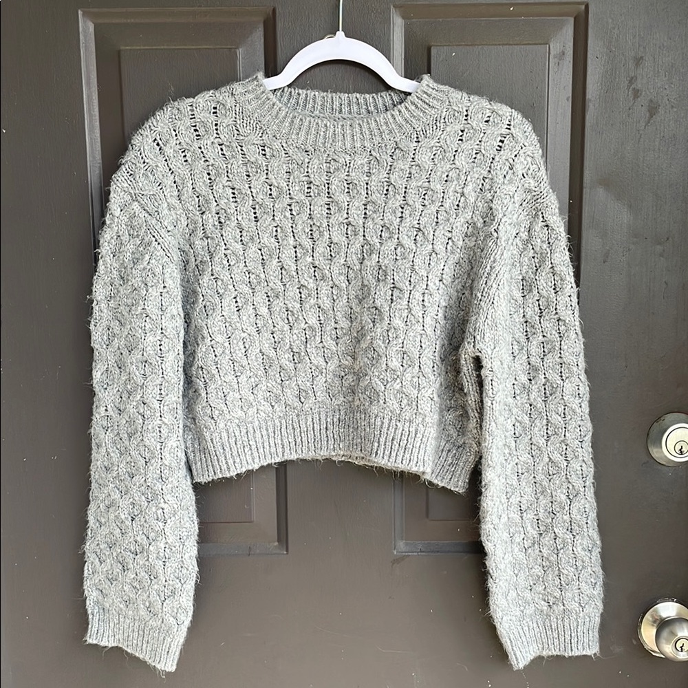 ASOS Gray Chunky Knit Crew Neck Sweater